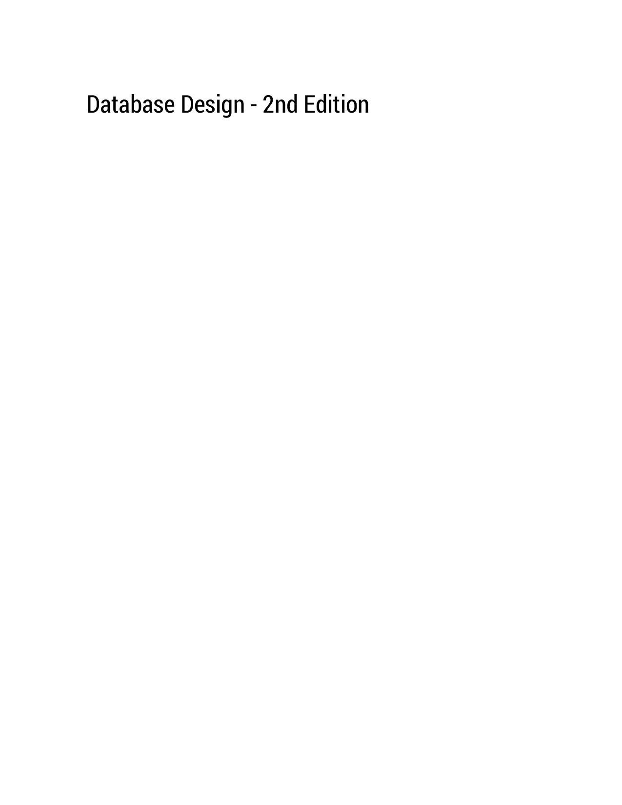 Database Design- 2nd Edition